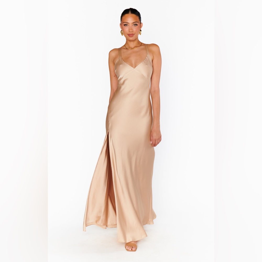 Show Me Your Mumu Anderson Maxi in Champagne Luxe Satin size Medium